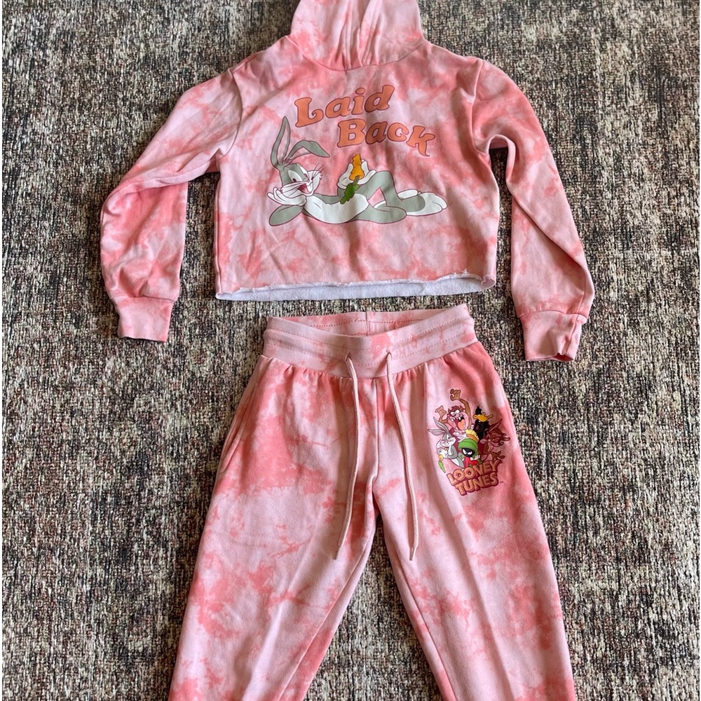 Looney Tunes, Orange girl hoodie and jogger pant. Small, girl size.